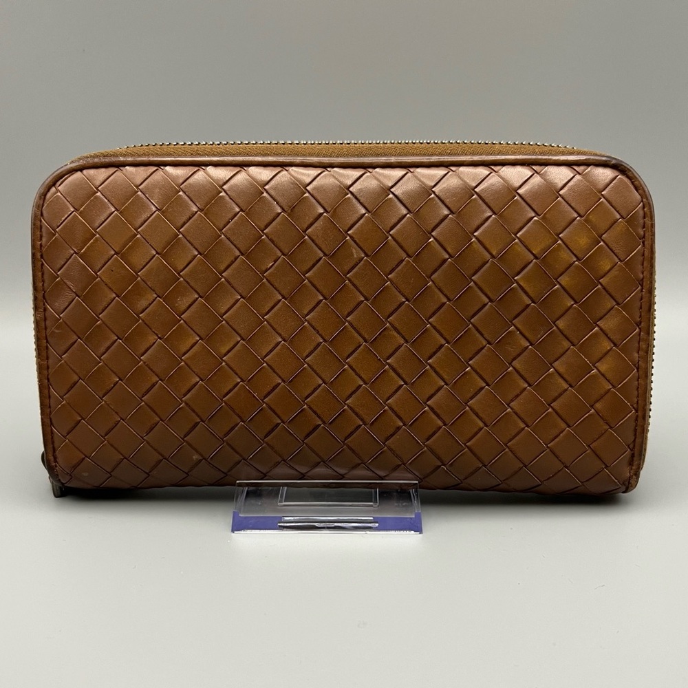 Bottega Veneta Intrecciato Zip Around Wallet, Camel Brown - Picture 2 of 9